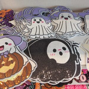 Halloween Ghost Pumpkin Large Sequin Patch