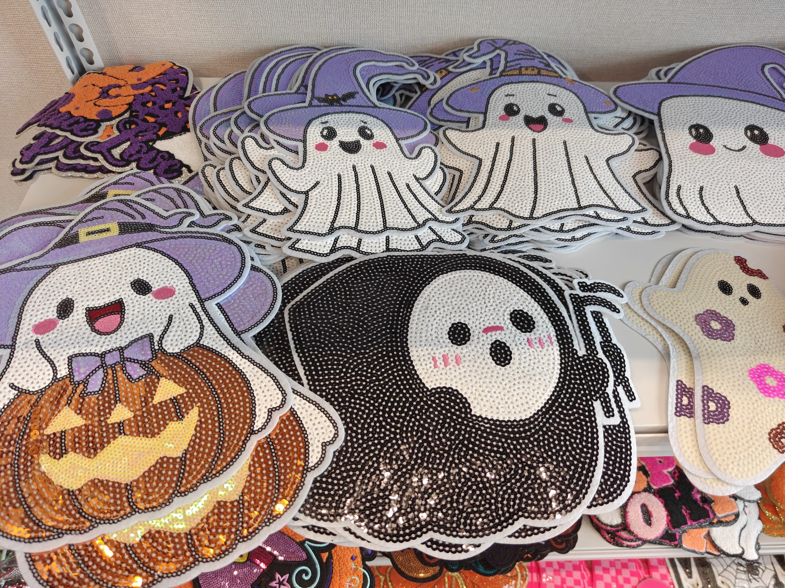 Halloween Ghost Pumpkin Large Sequin Patch